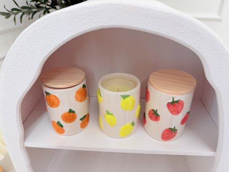 شمع معطر ب 3 روائح بورسلان فواكه نافرة